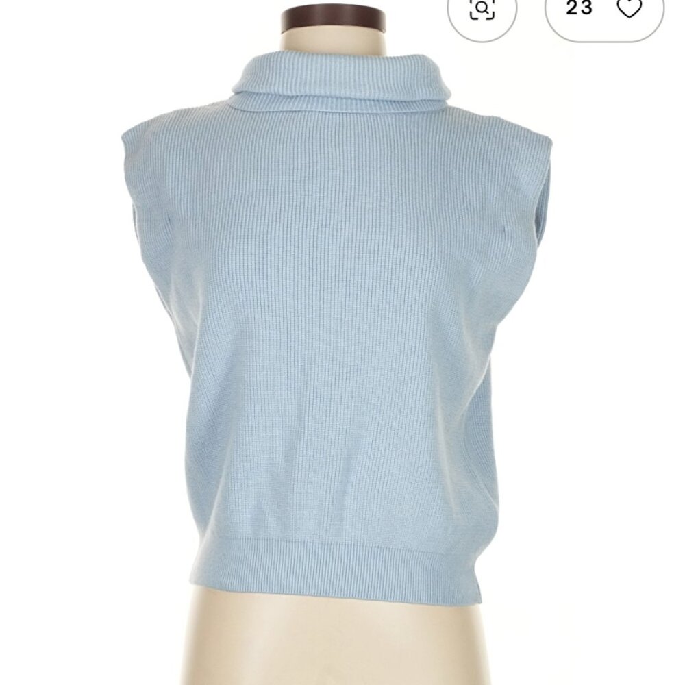 Maeve Anthropologie Sleeveless Blue Turtleneck